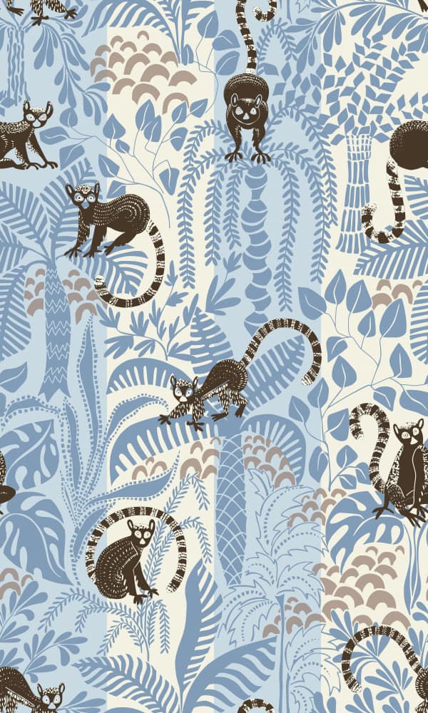 Playful Jungle Lemurs by Annick — canvas wall art