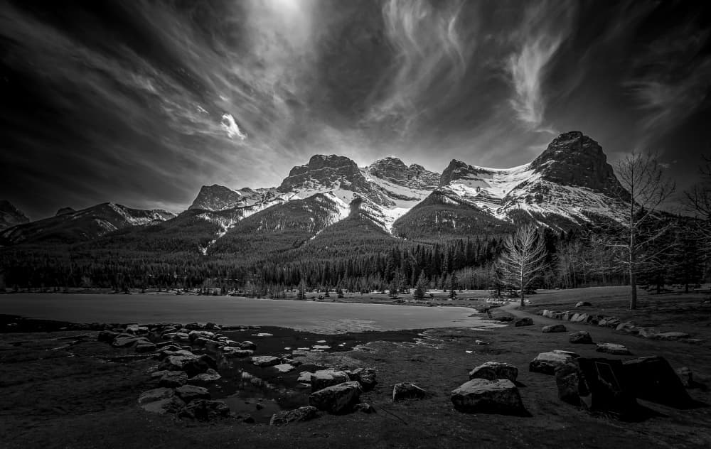 Dramatic Mountain Lake View by Bing Li — canvas wall art