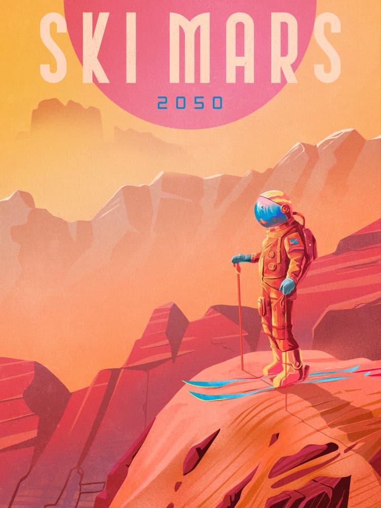 Ski Mars Adventure by Mark Harrison — canvas wall art