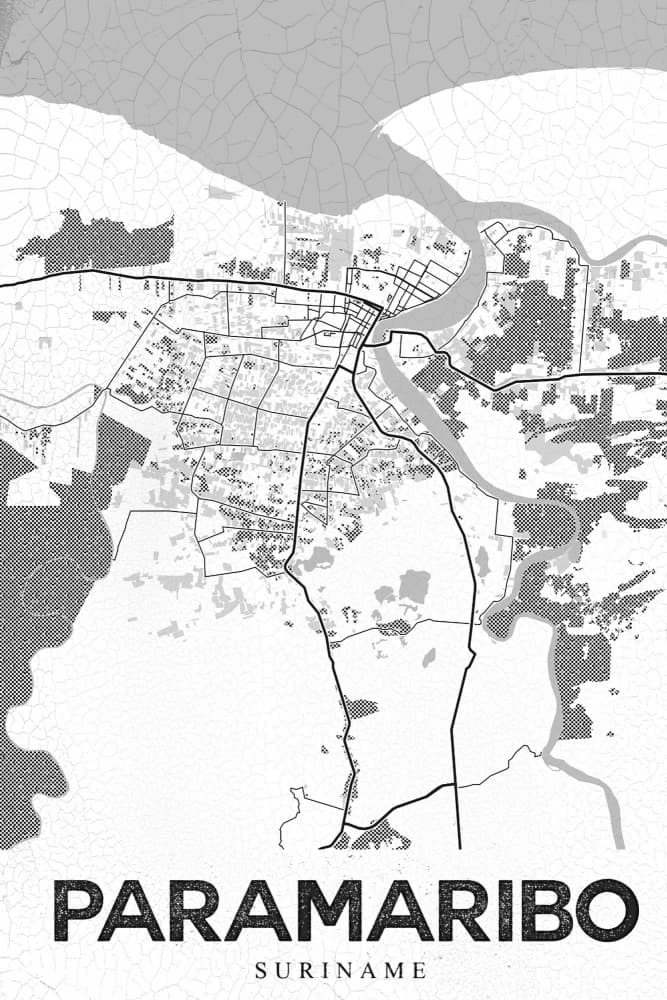 Modern Paramaribo Map by StudioSix — canvas wall art