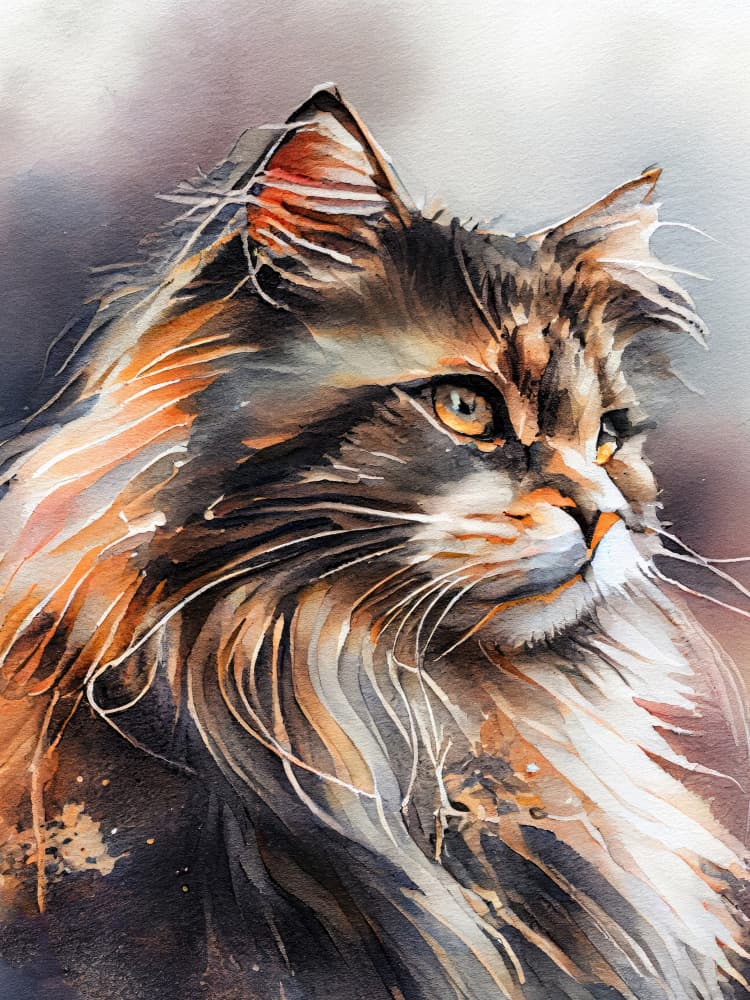 Majestic Watercolor Cat by Justyna Jaszke — canvas wall art