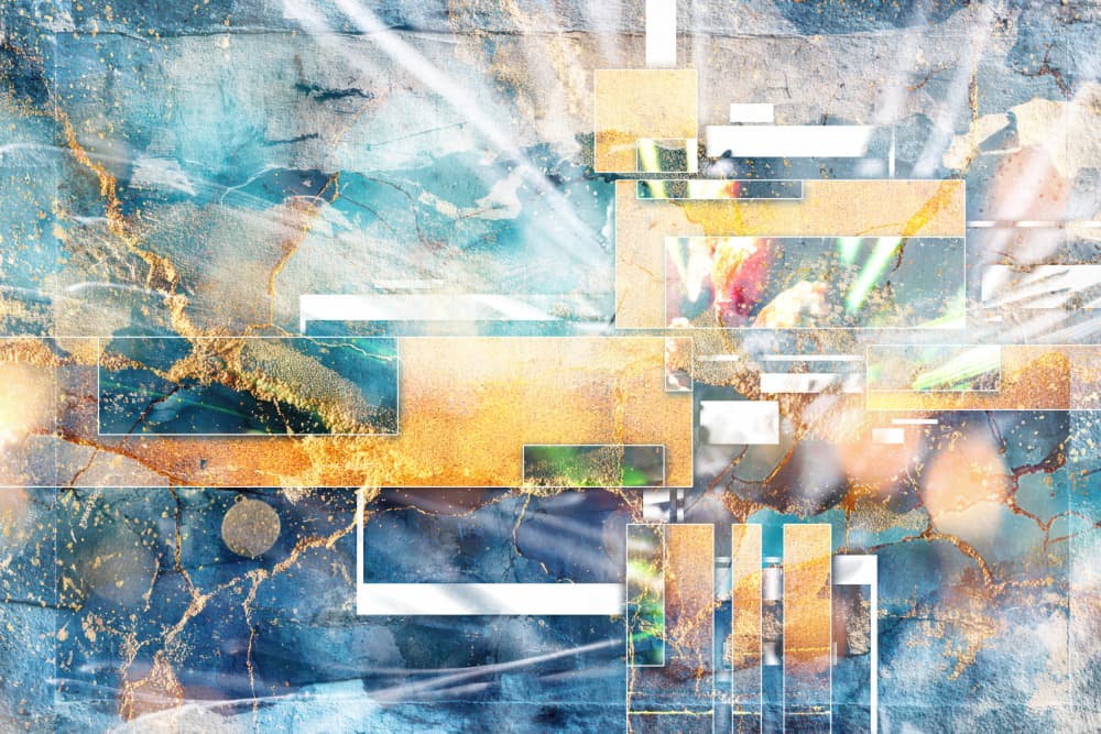 Dynamic Blue Gold Abstract by Rafal Kulik — canvas wall art
