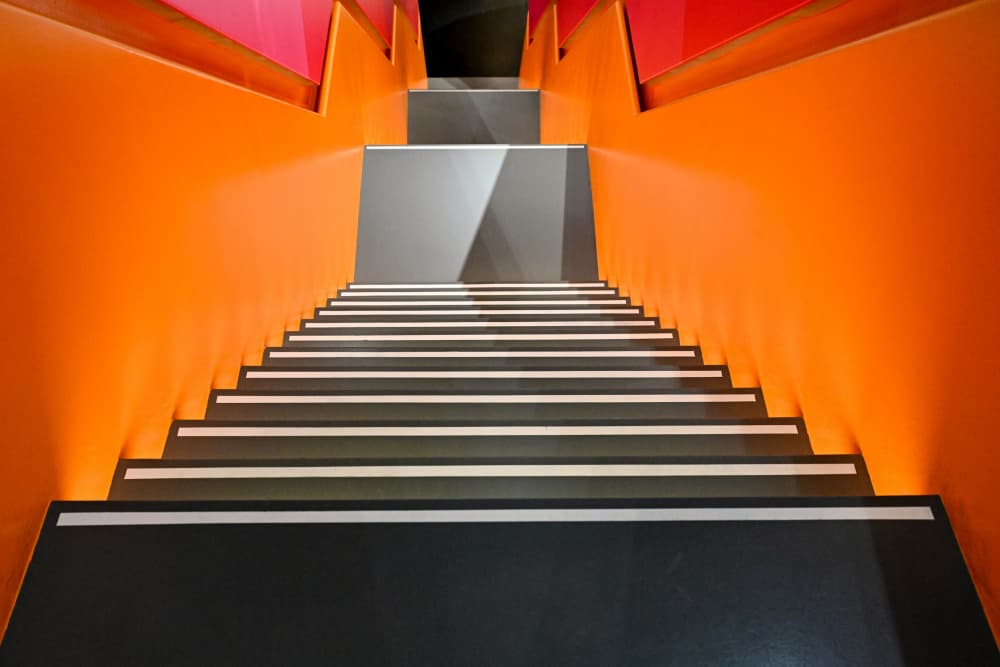 Vibrant Geometric Staircase by Linda Wride — canvas wall art