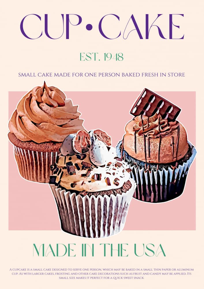 Retro Cupcakes by Nazma Khokhar — canvas wall art