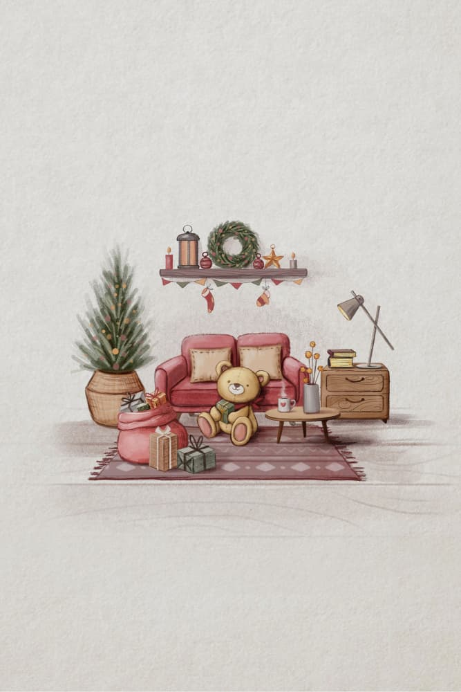 Cozy Christmas Bear by Xuan Thai — canvas wall art