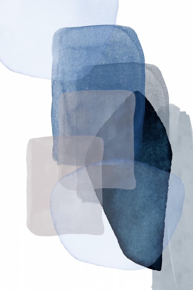 Abstract Blue Shapes by Sally Ann Moss — canvas wall art