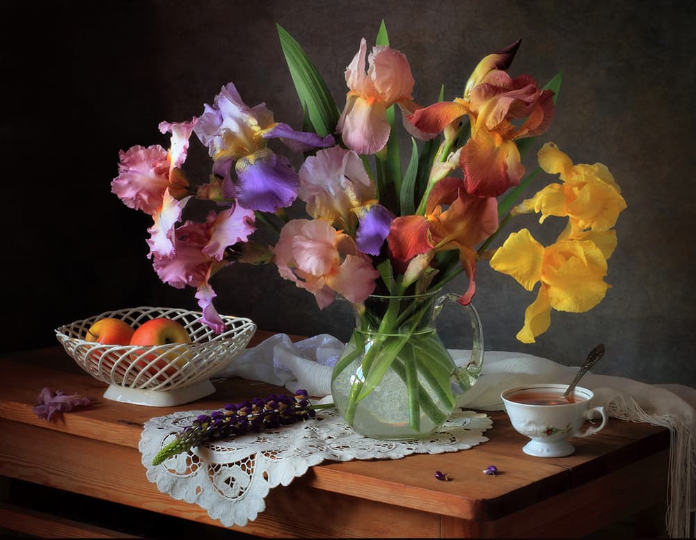 Colorful Irises Still Life by Tatyana Skorokhod — canvas wall art