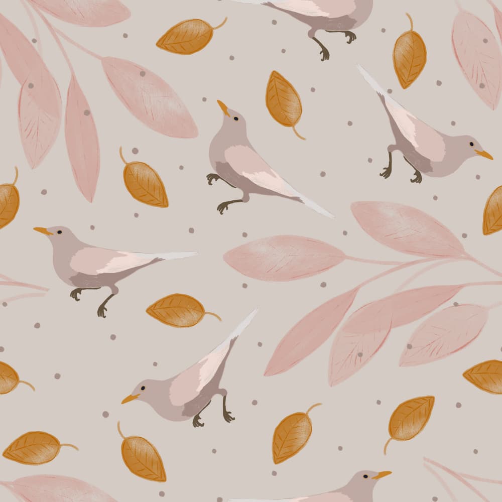 Gentle Autumn Bird Pattern by Menina Lisboa — canvas wall art