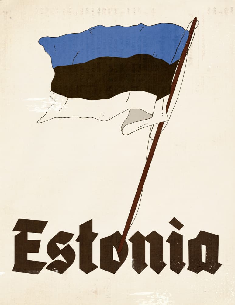 Estonian Flag and Text by Nicholas — canvas wall art