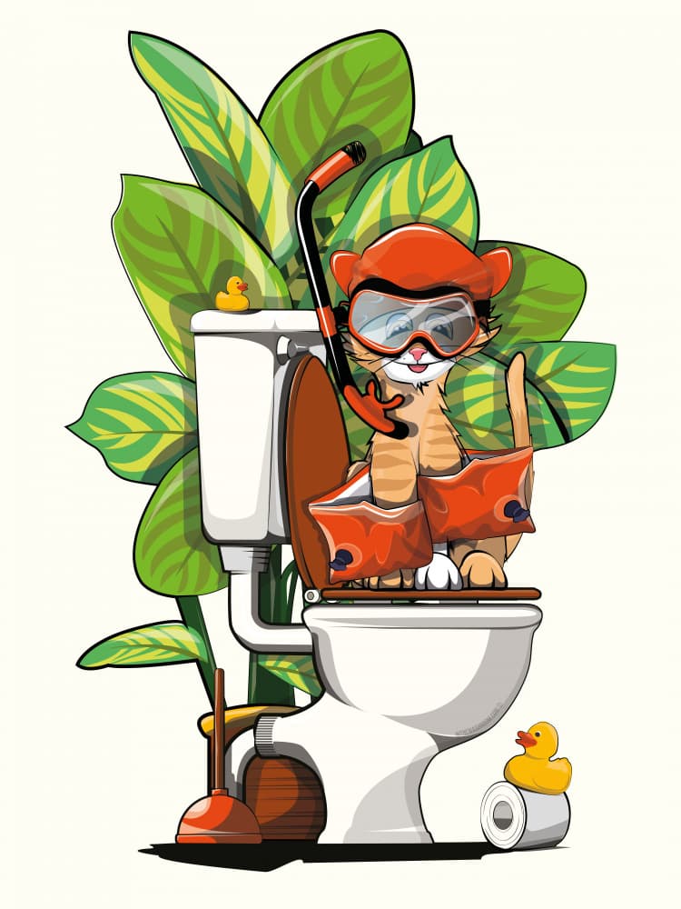 Snorkel Cat Toilet Fun by In The Washroom — canvas wall art