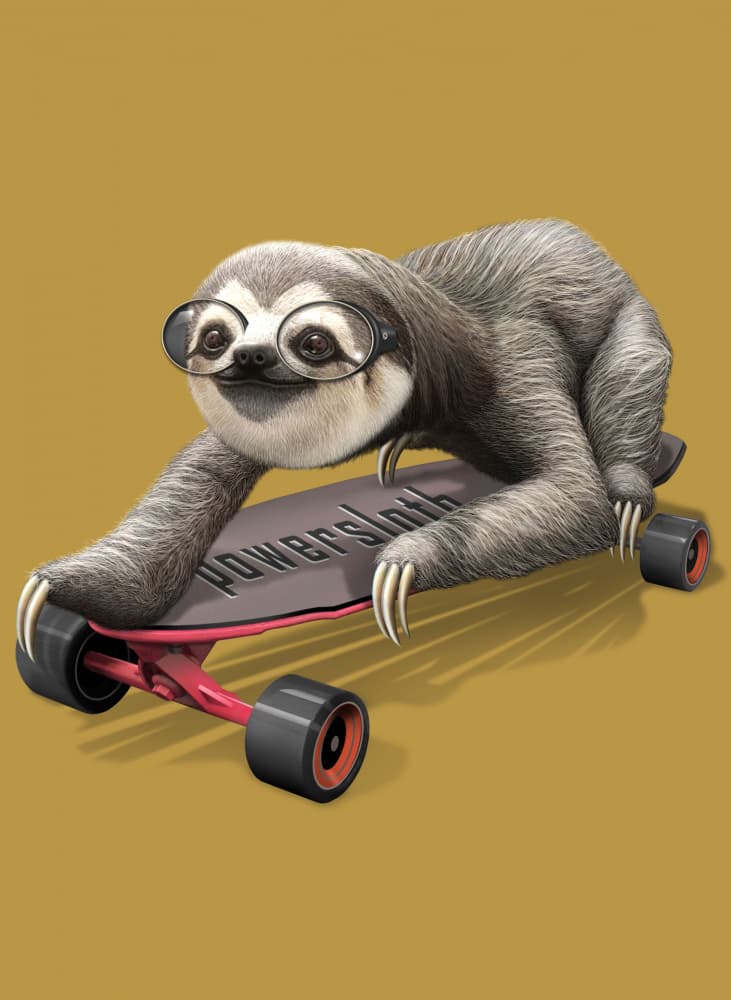 Cool Sloth Skater by Adam Lawless — canvas wall art
