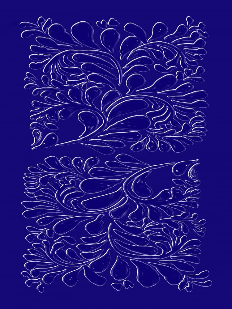 Blue Floral Swirls by casa cartissi — canvas wall art