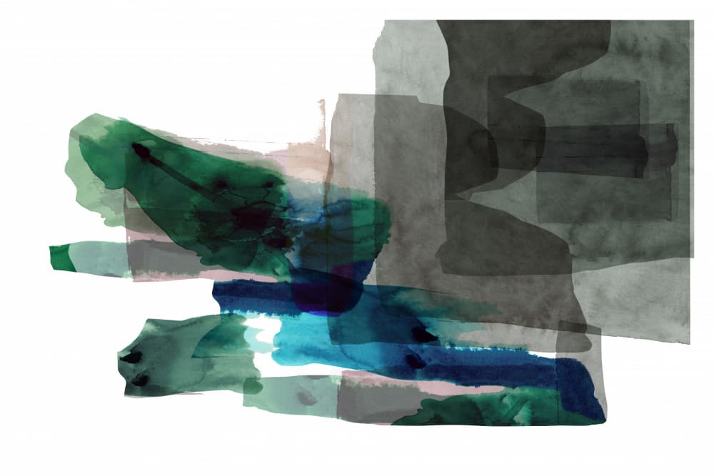 Abstract Green Blue Layers by cartissi — canvas wall art