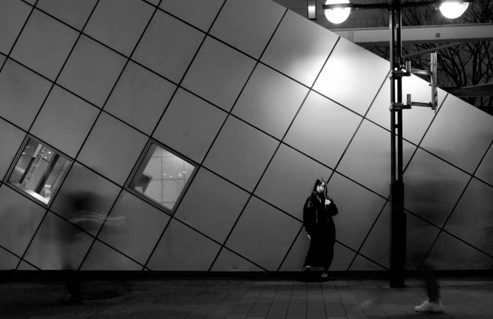 Lone Figure Urban Geometry by Blue_Rose — canvas wall art