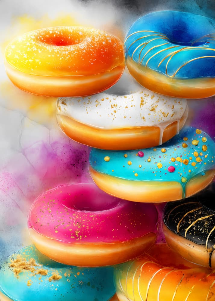 Colorful Donut Stack by Justyna Jaszke — canvas wall art
