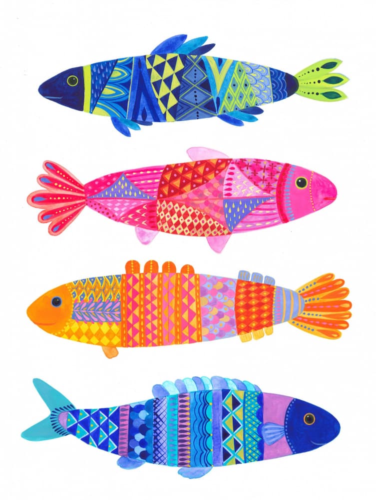 Vibrant Fish Parade by Isabelle Brent — canvas wall art