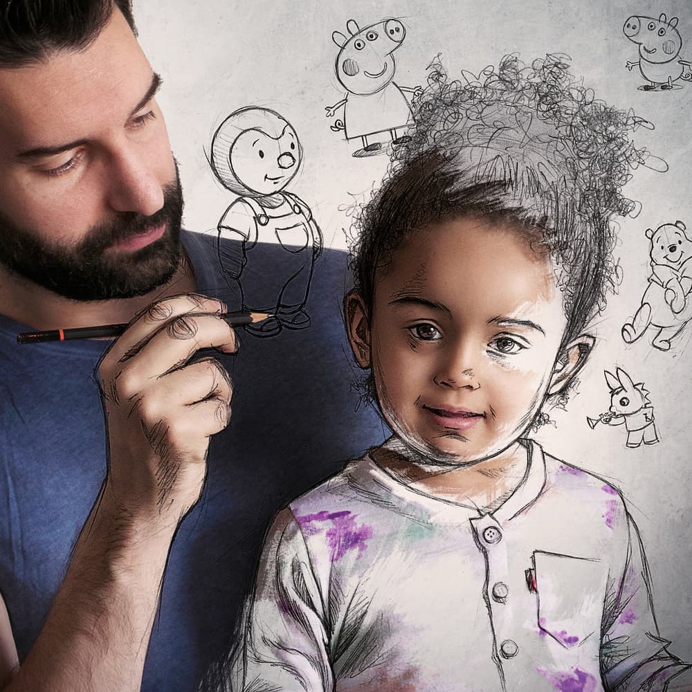 Drawing Childhood Dreams by Sebastien DEL GROSSO — canvas wall art
