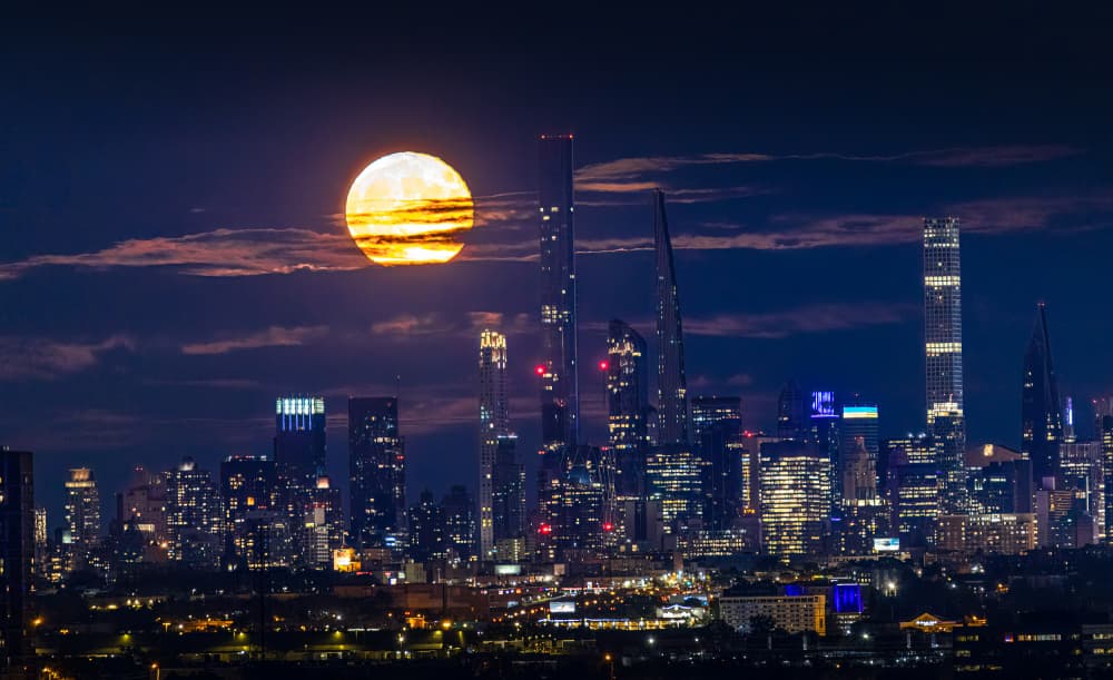Luminous City Moon by Kenneth-Wei Zeng — canvas wall art