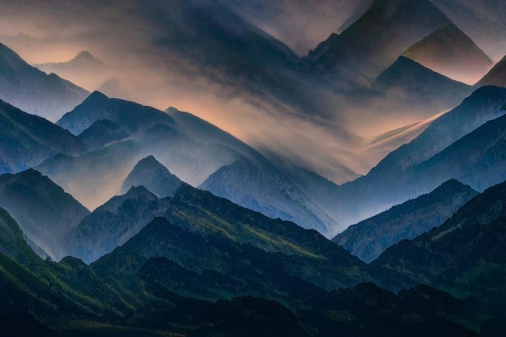 Misty Mountain Layers by Robin Wechsler — canvas wall art