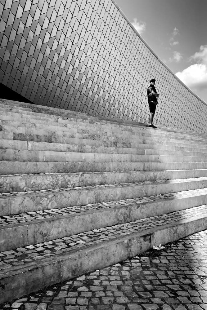 Man on Modern Stairs by Fernando Coelho — canvas wall art