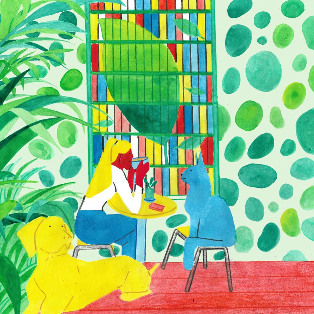 Cozy Pets And Books by Zhigang Zhang — canvas wall art