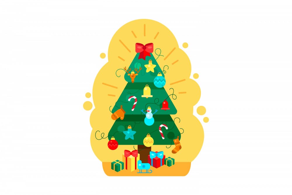 Festive Christmas Tree Gifts by Marika Barsrsind β canvas wall art