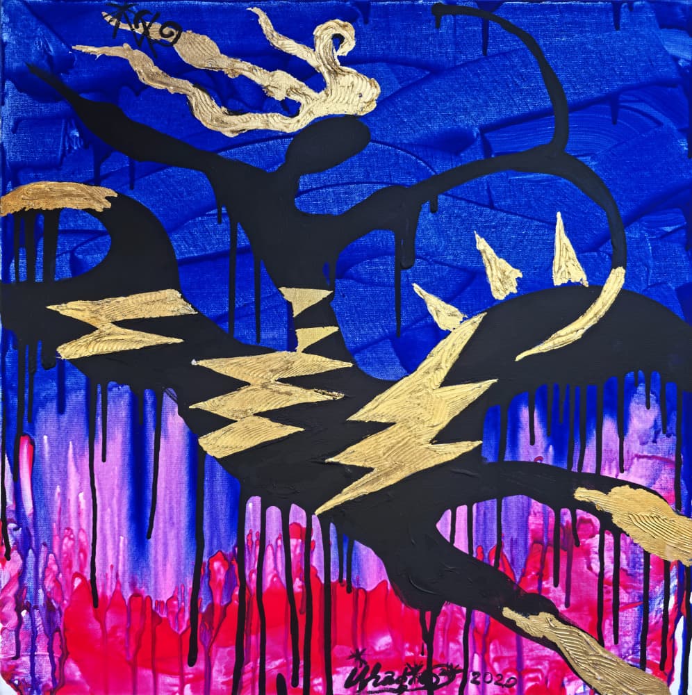 Dynamic Gold Figure by Kanat Ibragimov — canvas wall art