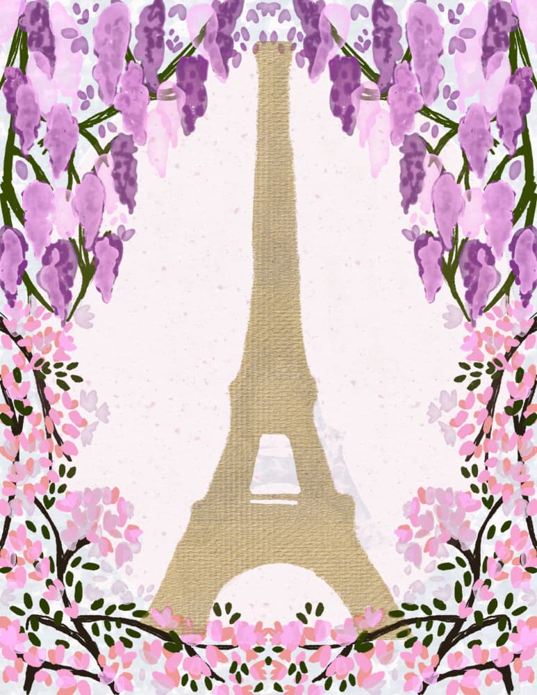 Eiffel Tower Spring Bloom by Art by the Ocean — canvas wall art