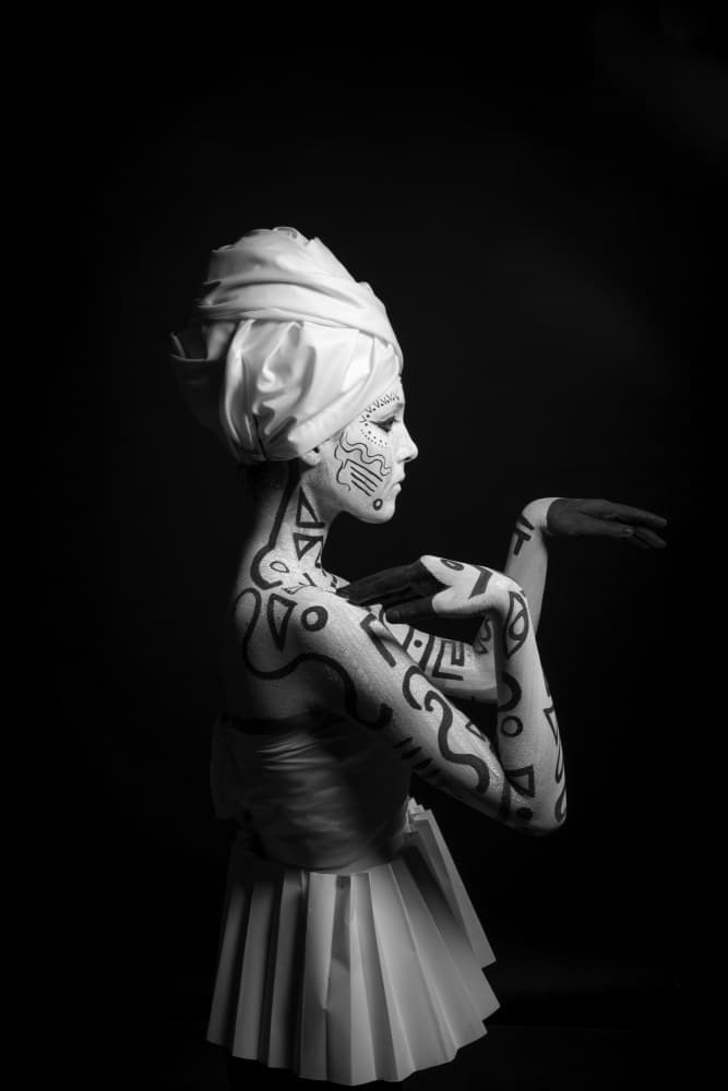 Monochrome Tribal Portrait by Dipankar Paul — canvas wall art