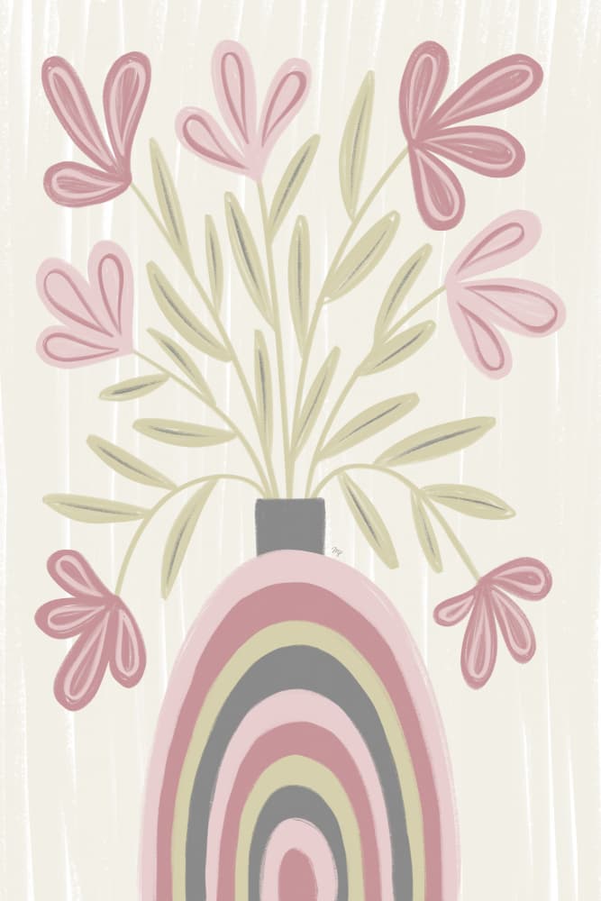Soft Floral Rainbow Vase by Martina — canvas wall art
