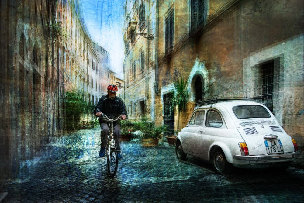 Old Town Bike Ride by Nicodemo Quaglia — canvas wall art