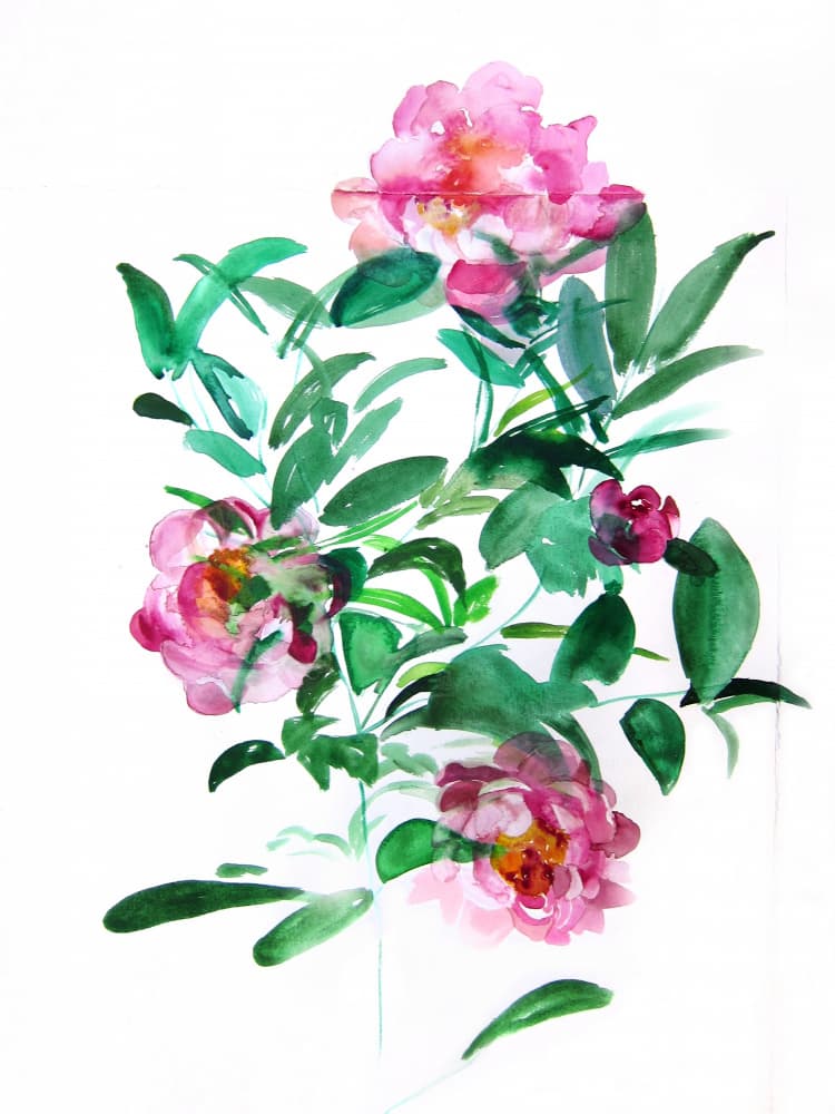 Pink Watercolor Blossoms by Christine Lindstrom — canvas wall art