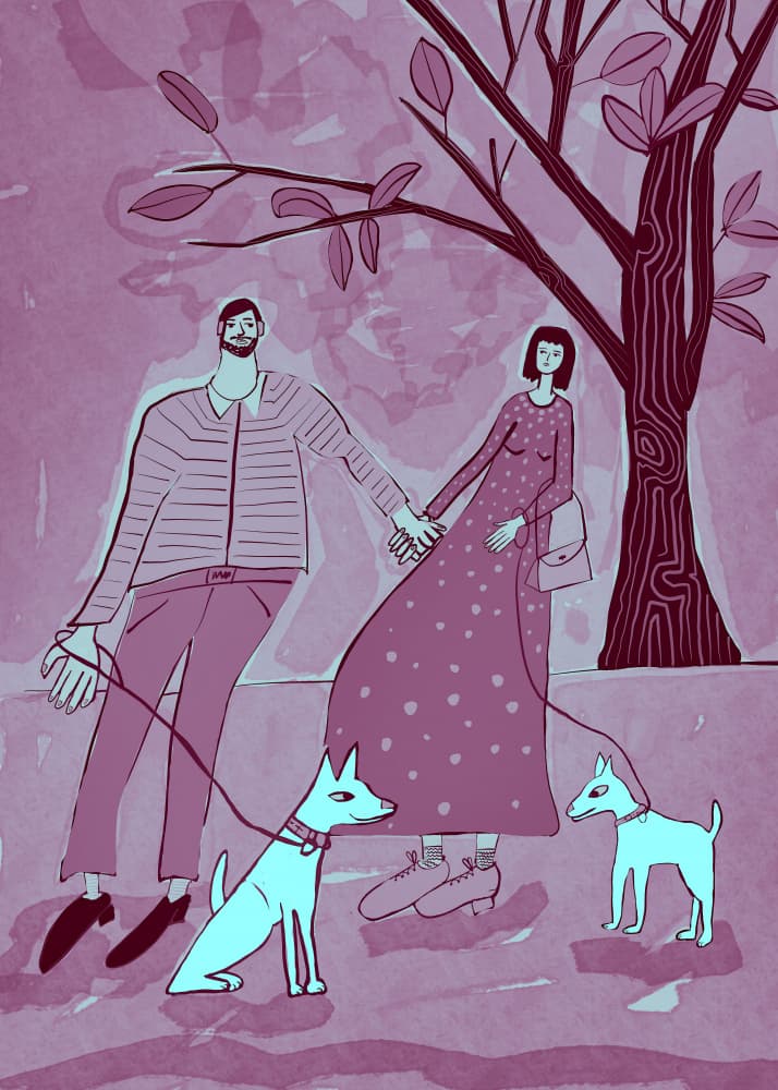 Couple's Park Stroll by Sharyn Bursic — canvas wall art
