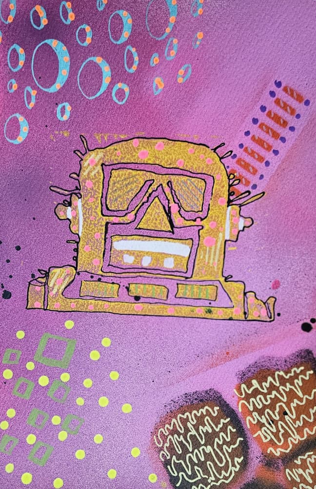 Vibrant Graffiti Robot by Olea Huuska — canvas wall art