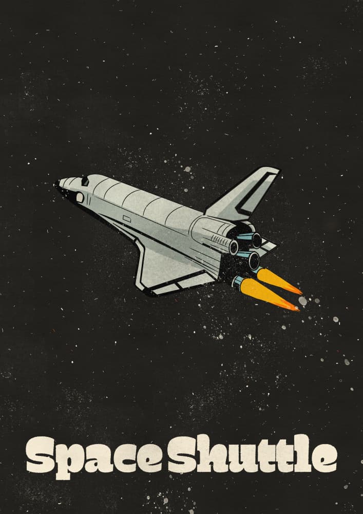Retro Space Shuttle Flight by Nicholas — canvas wall art
