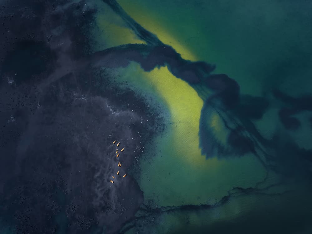 Aerial Abstract Water Paddling by NingYun Ye — canvas wall art