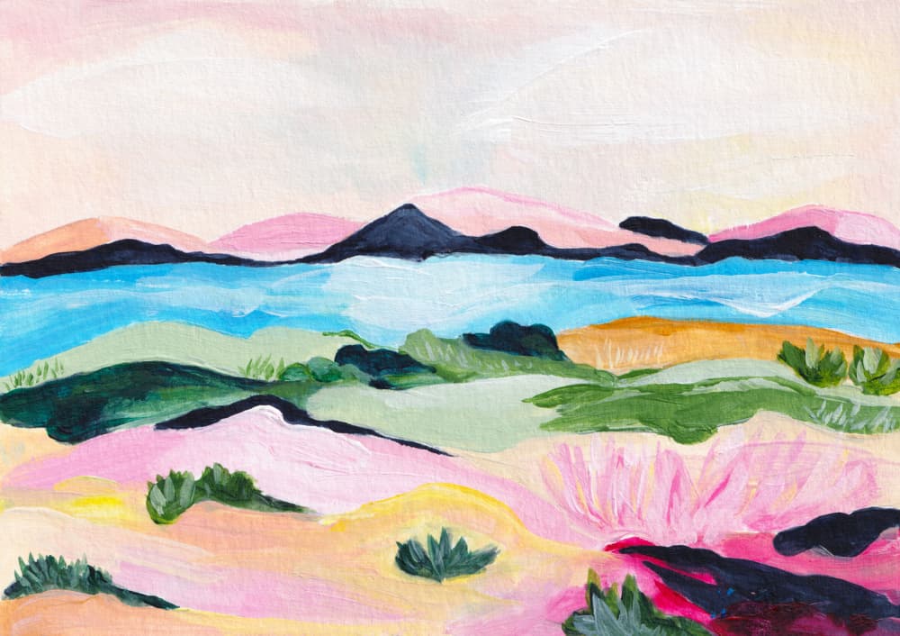 Colorful Mountain Lake by Dirkie Nell — canvas wall art