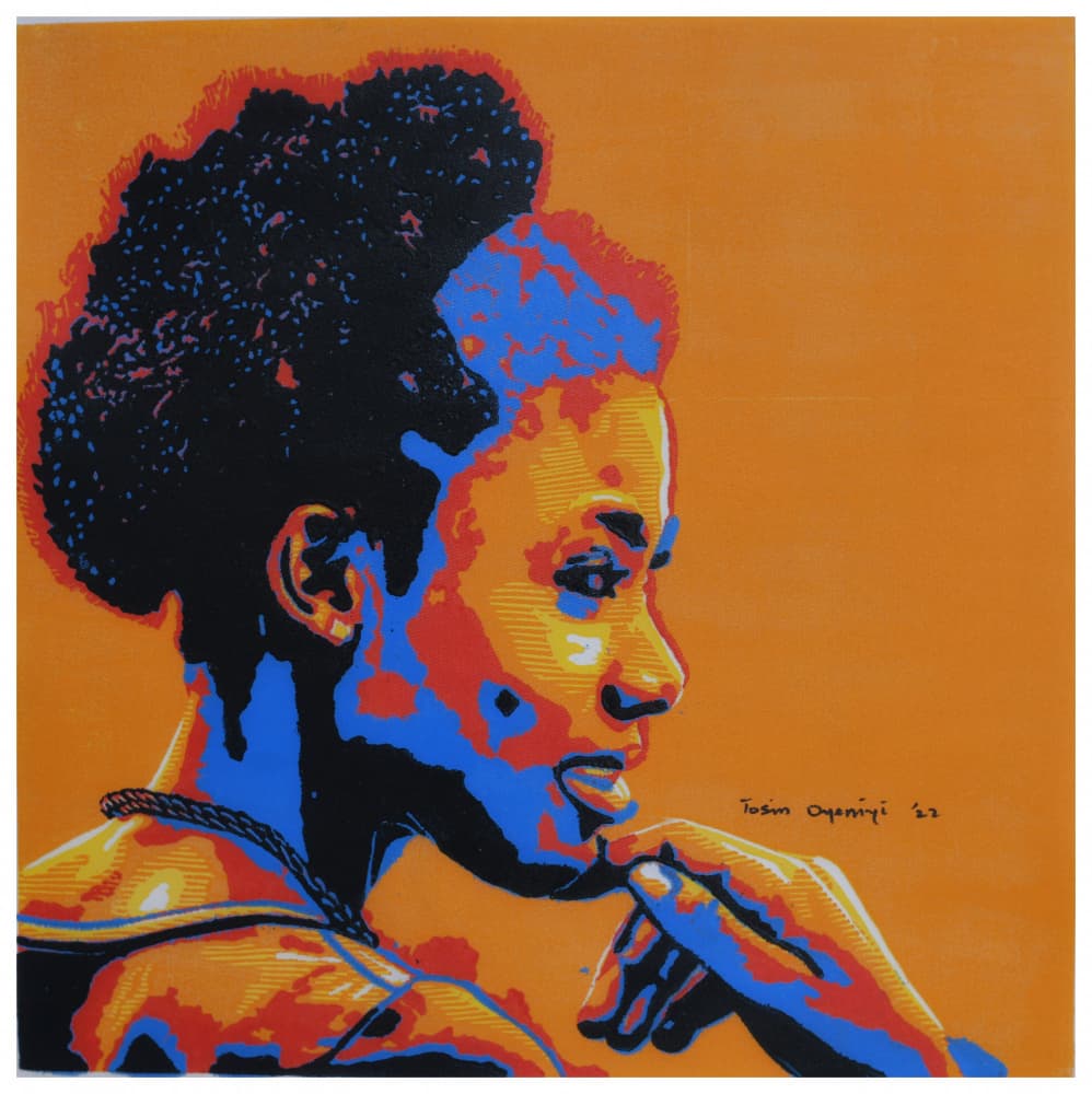 Orange Afro Contemplation by Tosin Oyeniyi — canvas wall art