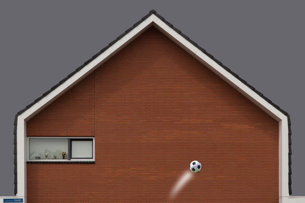 Flying Soccer Ball House by Theo Luycx — canvas wall art