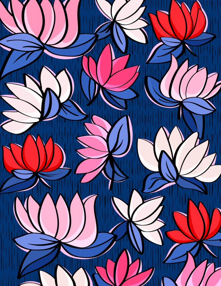 Vibrant Lotus Blooms by Kristian Gallagher — canvas wall art