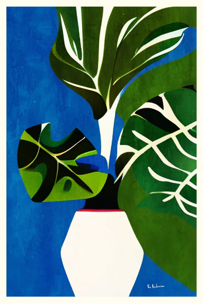 Tropical Leaf Vase by Bo Anderson — canvas wall art