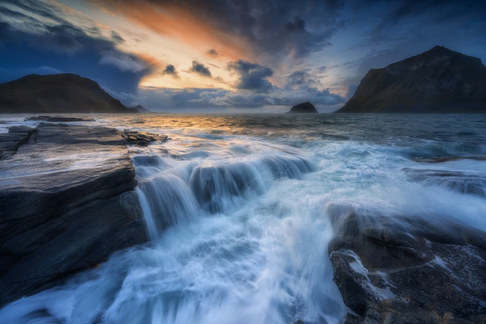 Crashing Waves Sunset by Adam Pachula — canvas wall art