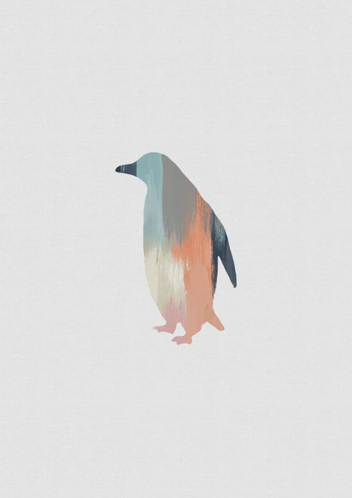 Abstract Muted Penguin by Orara Studio — canvas wall art