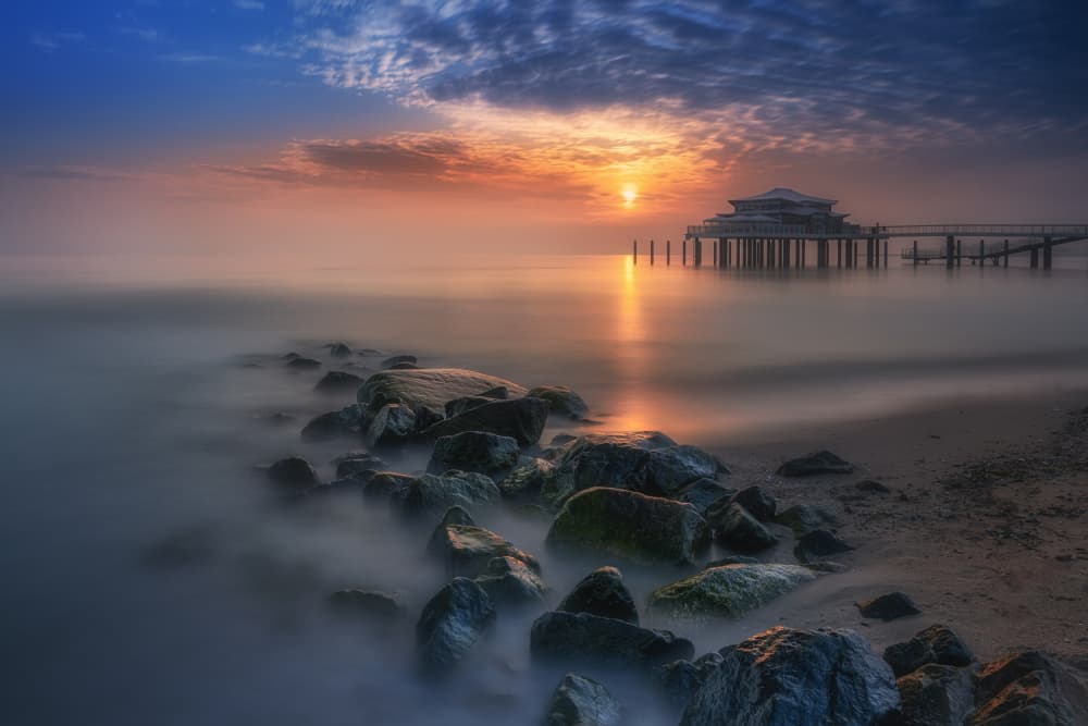 Tranquil Pier Sunset by Adam Pachula — canvas wall art
