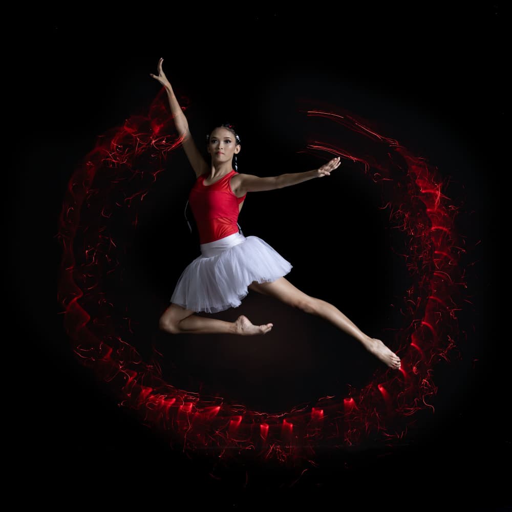Dynamic Red Light Dance by Sally Widjaja — canvas wall art