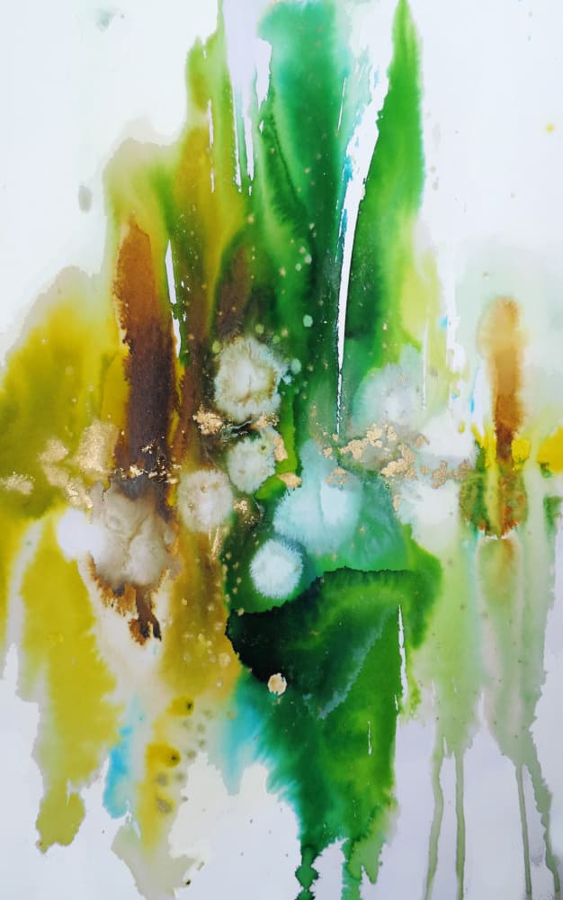 Vibrant Green Gold Flow by Sylvie Demers — canvas wall art