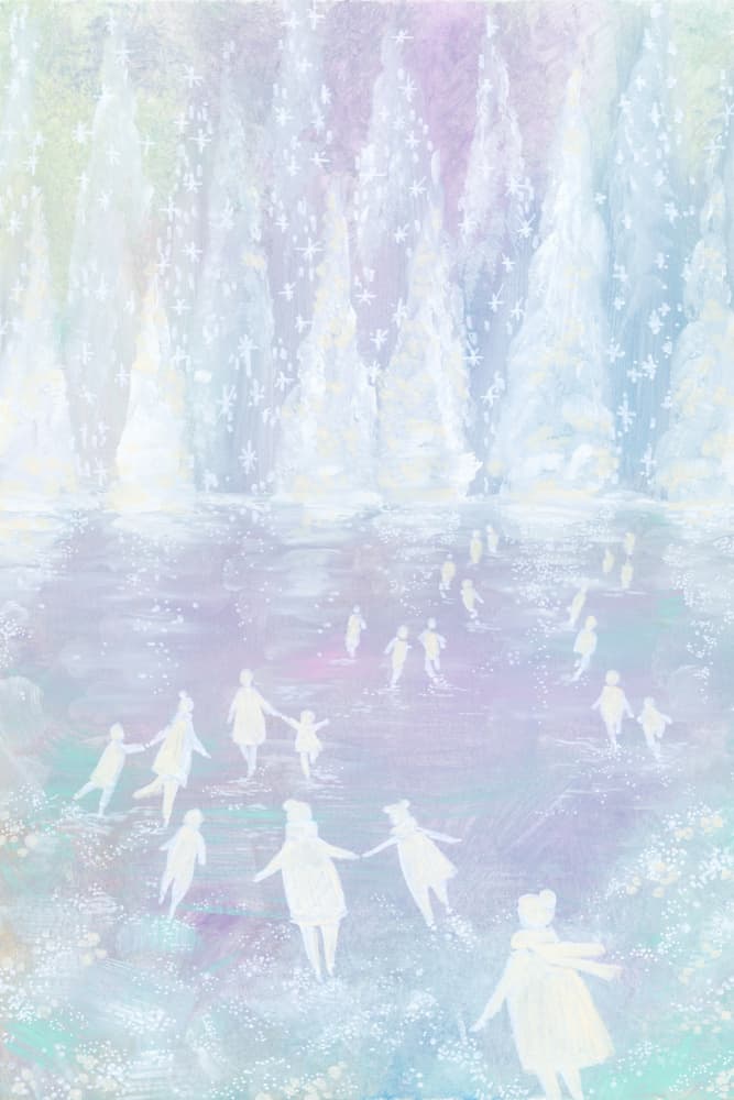 Magical Ice Skating Family by Rosana Laiz Blursbyai — canvas wall art