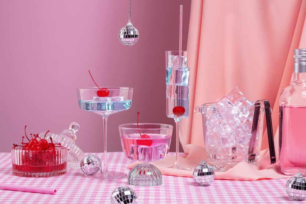 Pink Disco Cocktails by Julia Ramiro — canvas wall art