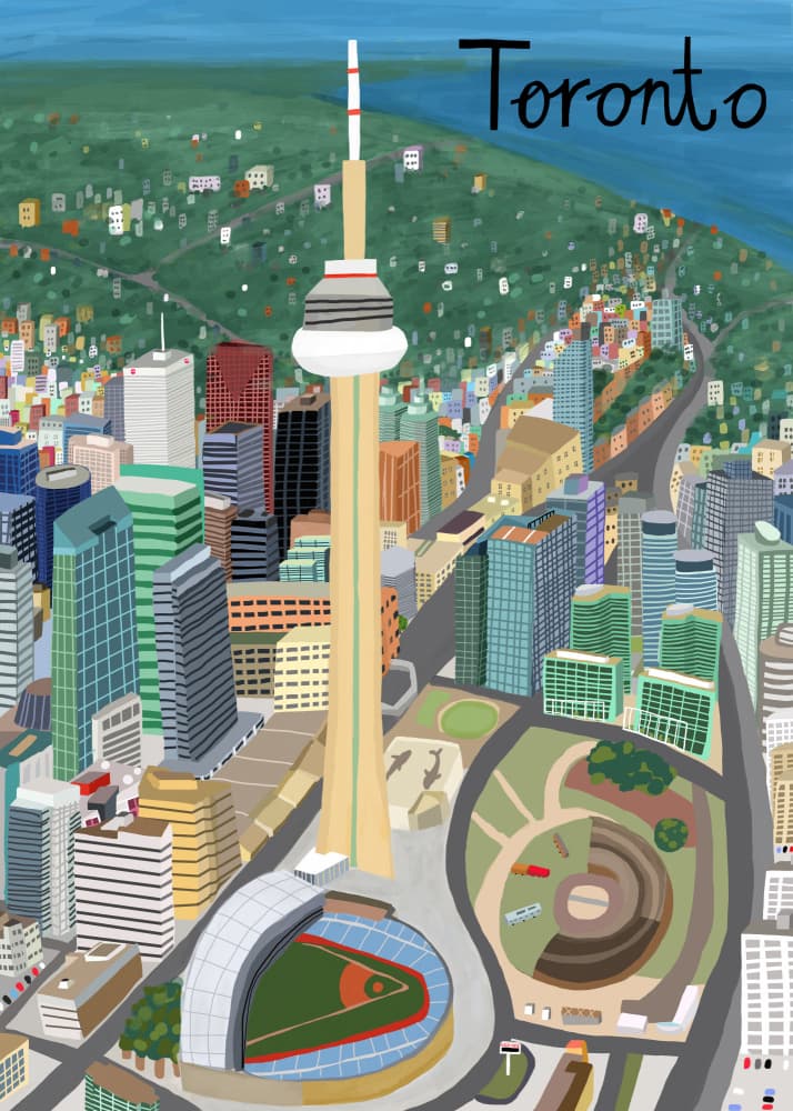 Vibrant Toronto Skyline by Carla Daly — canvas wall art
