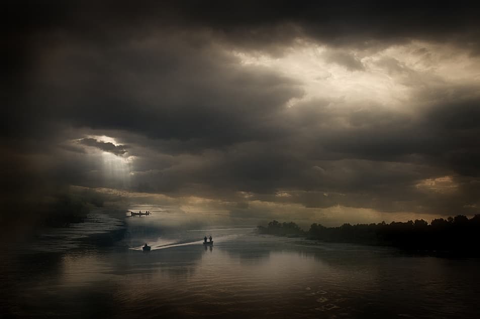 Sunbeam River Boats by Ileana Bosogea-Tudor — canvas wall art